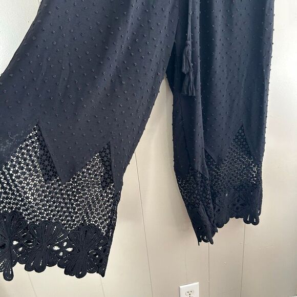 Miss Me NWT Black Swiss Dot Crochet Wide Leg Pants Size Large - Picture 8 of 15